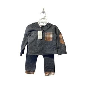 Saeaby Baby Boy Plaid Long Sleeve Hoodie Sweatshirt Pants Fall/Winter Outfit Set